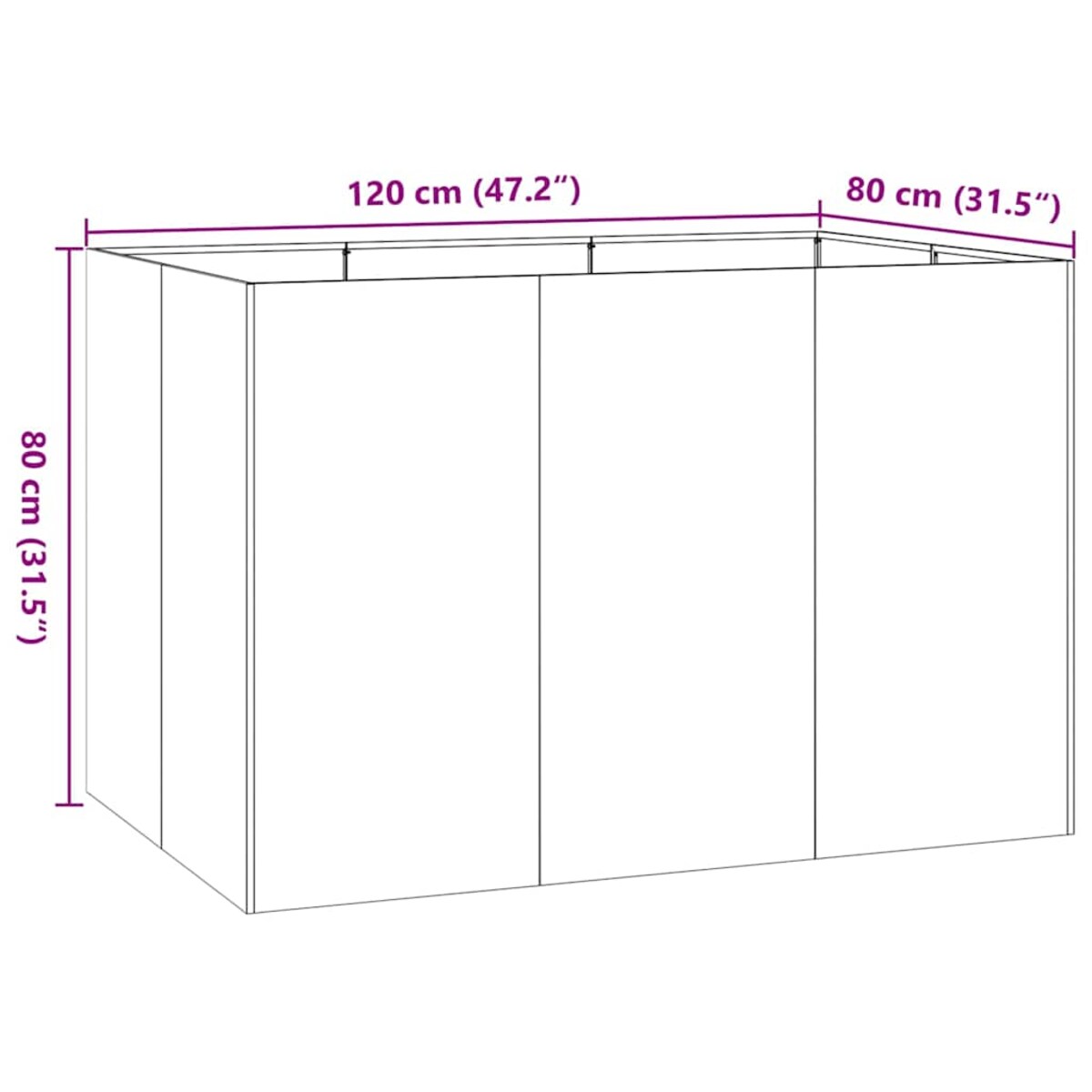vidaXL Doniczka Antracyt 120x80x80 cm Stal