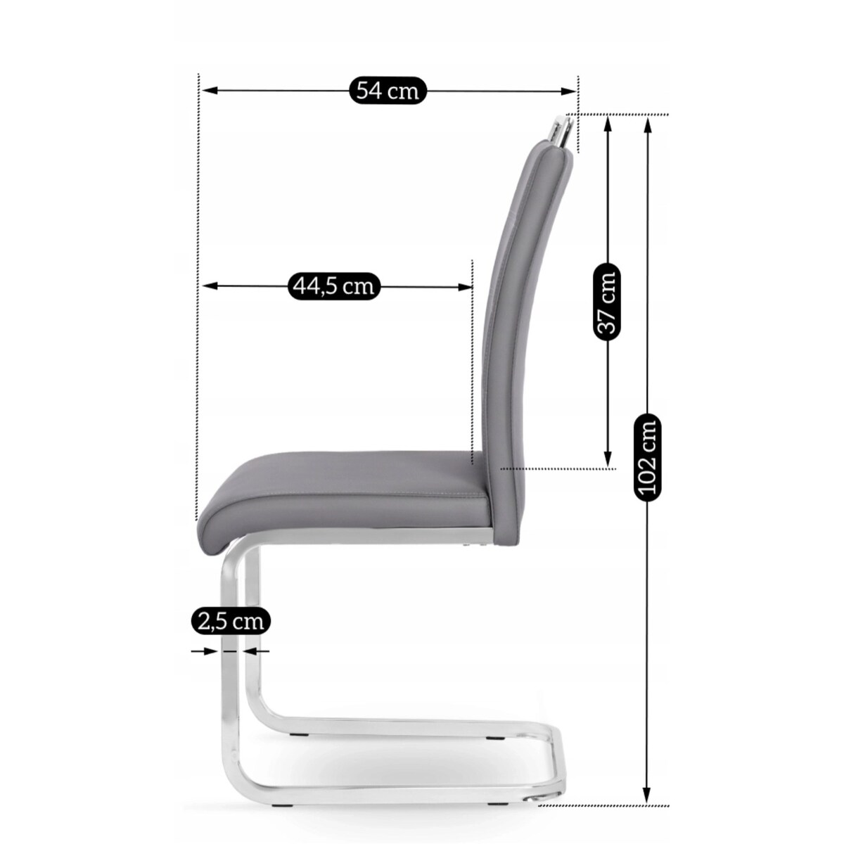 Krzesło Tapicerowane Jadalni Kuchni Salonu Na Płozach Szare Ekoskóra LOCA