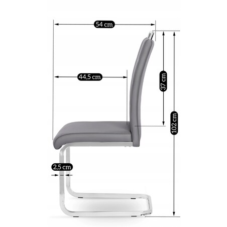 Krzesło Tapicerowane Jadalni Kuchni Salonu Na Płozach Szare Ekoskóra LOCA