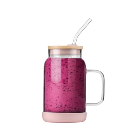 Słoik ze słomką 600 ml różowy Fuori 29842