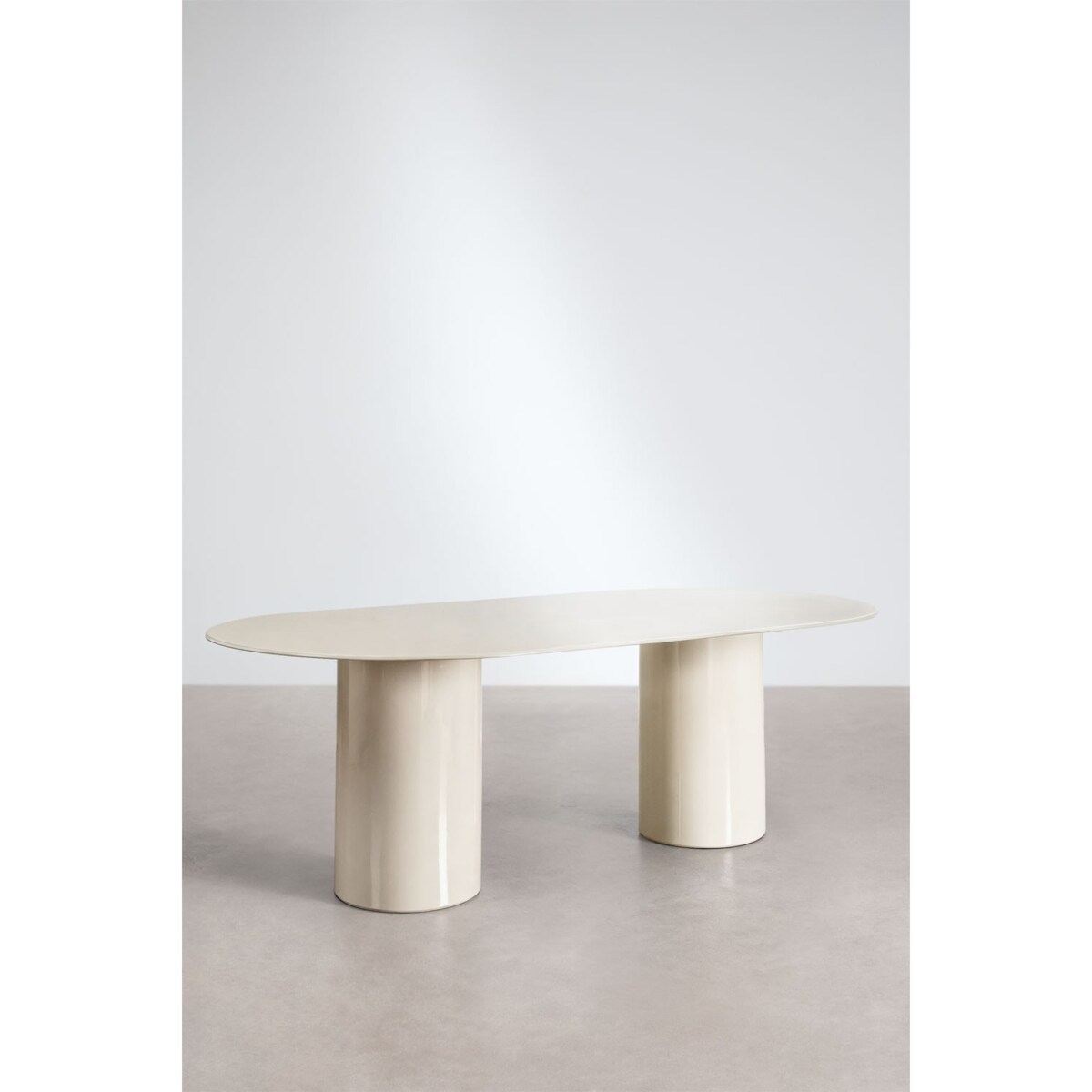 Stół do jadalny 220x110 cm ze szkła hartowanego i MDF Asgri, kremowy