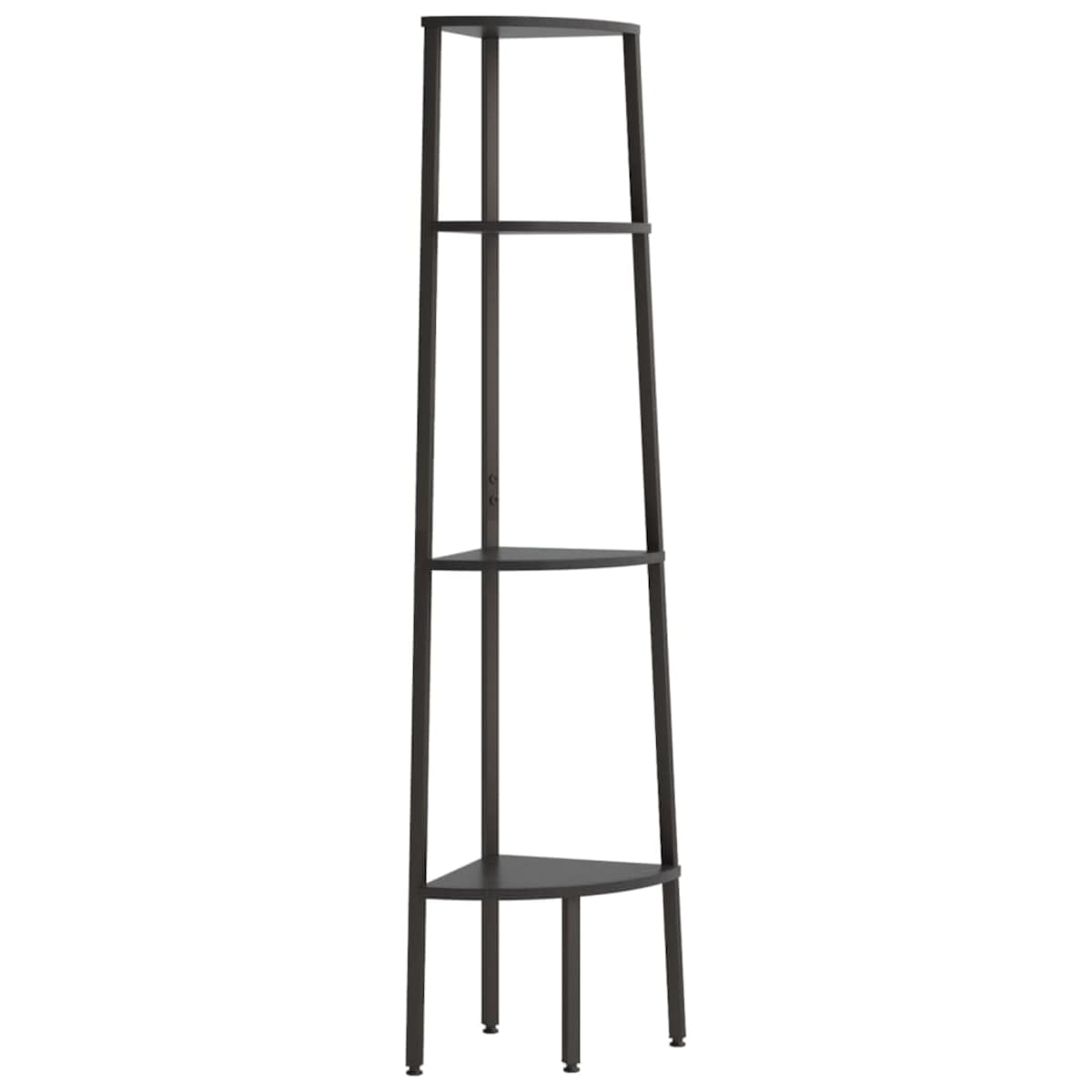 vidaXL Regał narożny, 4 półki, czarny, 45,5x31,5x150 cm