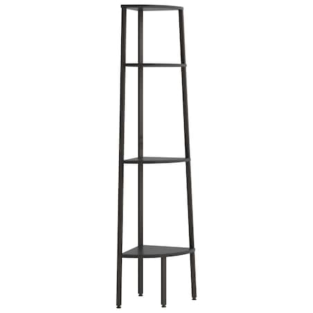 vidaXL Regał narożny, 4 półki, czarny, 45,5x31,5x150 cm