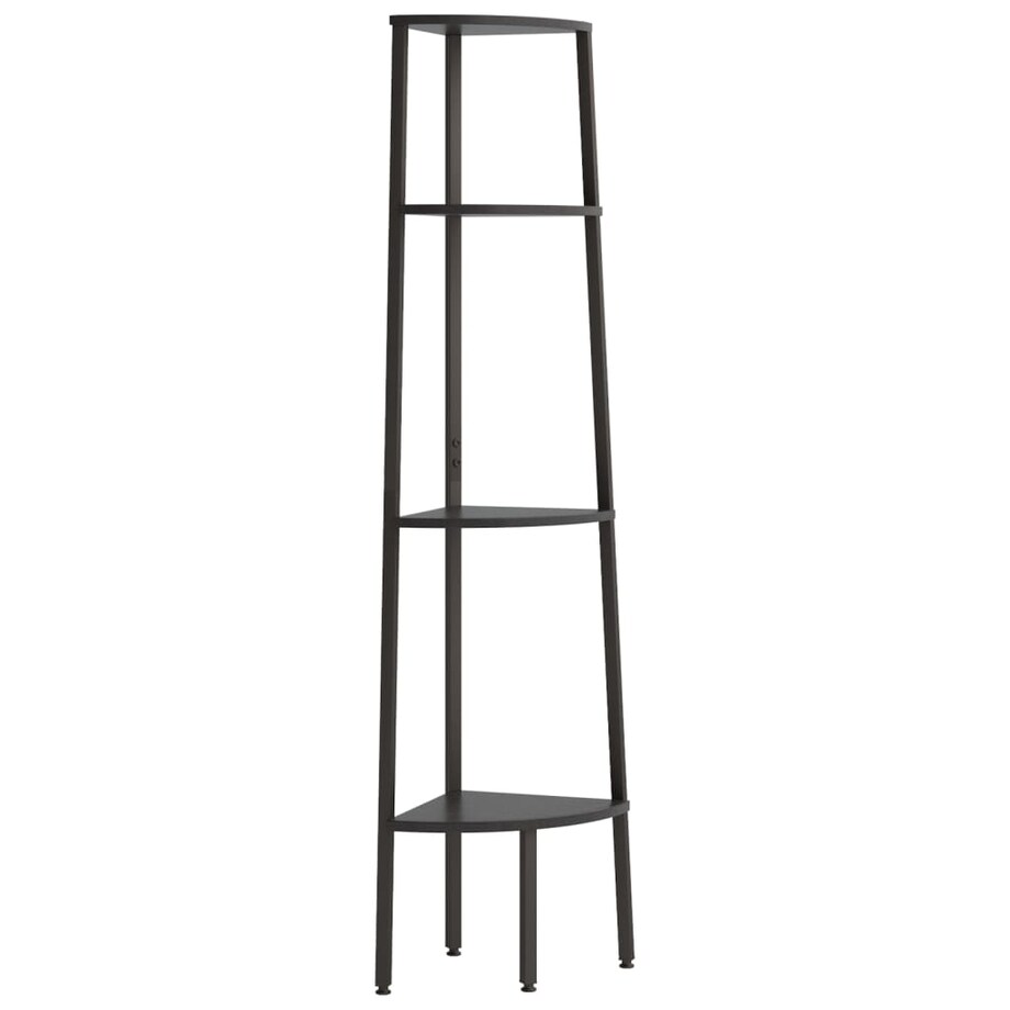vidaXL Regał narożny, 4 półki, czarny, 45,5x31,5x150 cm