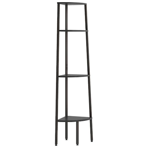 vidaXL Regał narożny, 4 półki, czarny, 45,5x31,5x150 cm