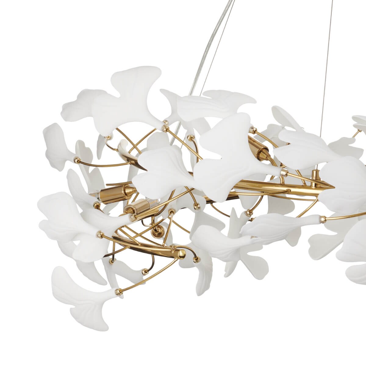 Ceramiczna lampa zwieszana Botanika XY080P-100 Step ozdobna liście złoty biały