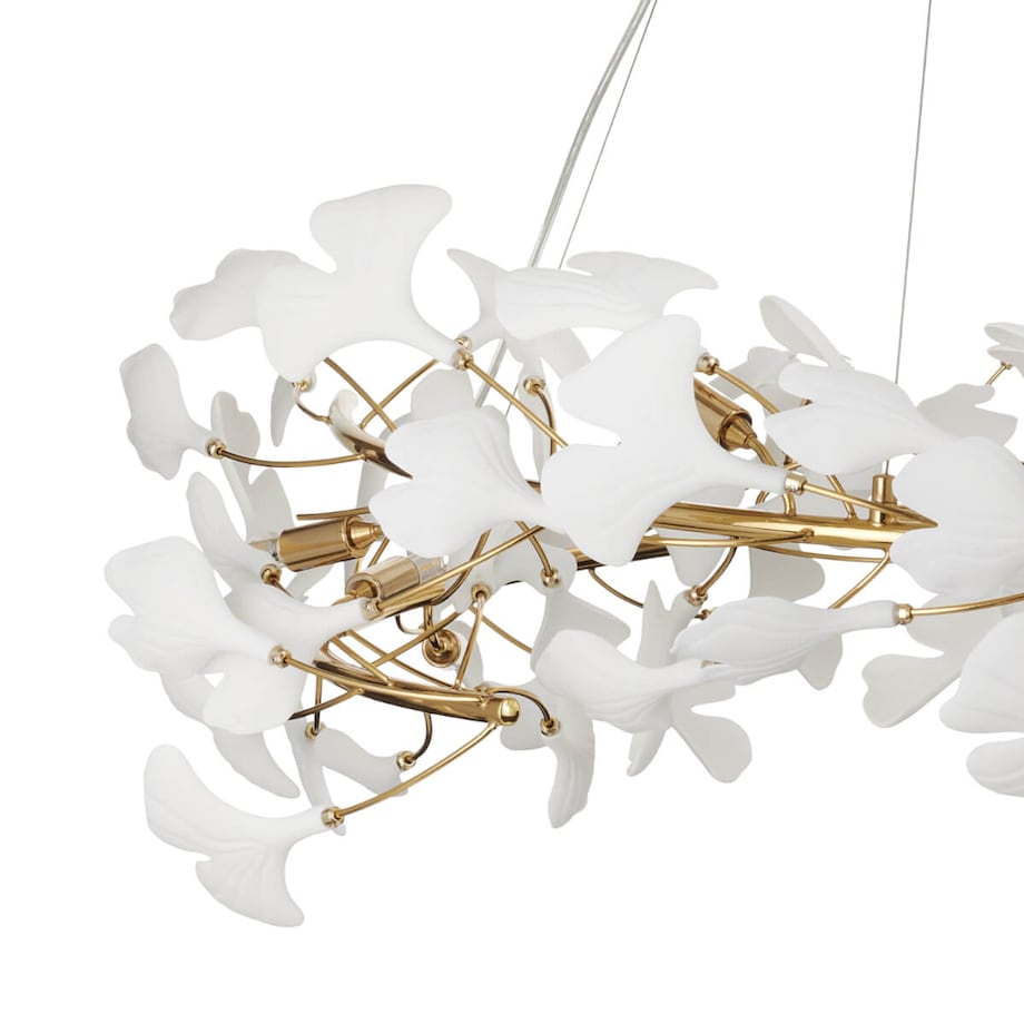 Ceramiczna lampa zwieszana Botanika XY080P-100 Step ozdobna liście złoty biały