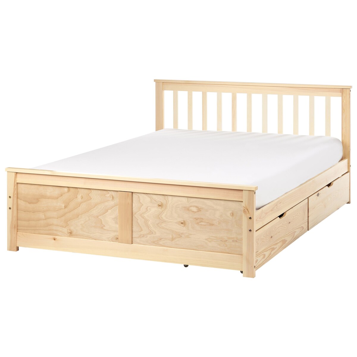 Łóżko ze schowkiem OLENDON 140 x 200 cm Z miejscem do przechowywania Drewno Jasne drewno