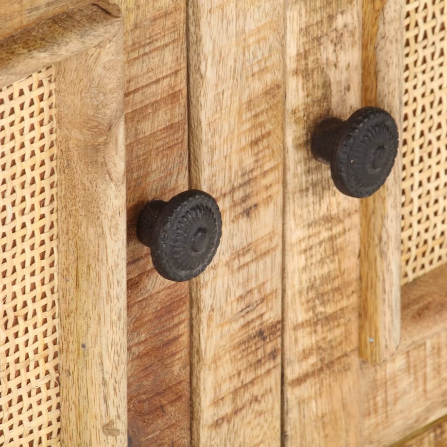 vidaXL Stolik kawowy, 90x50x35 cm, drewno mango i naturalna trzcina