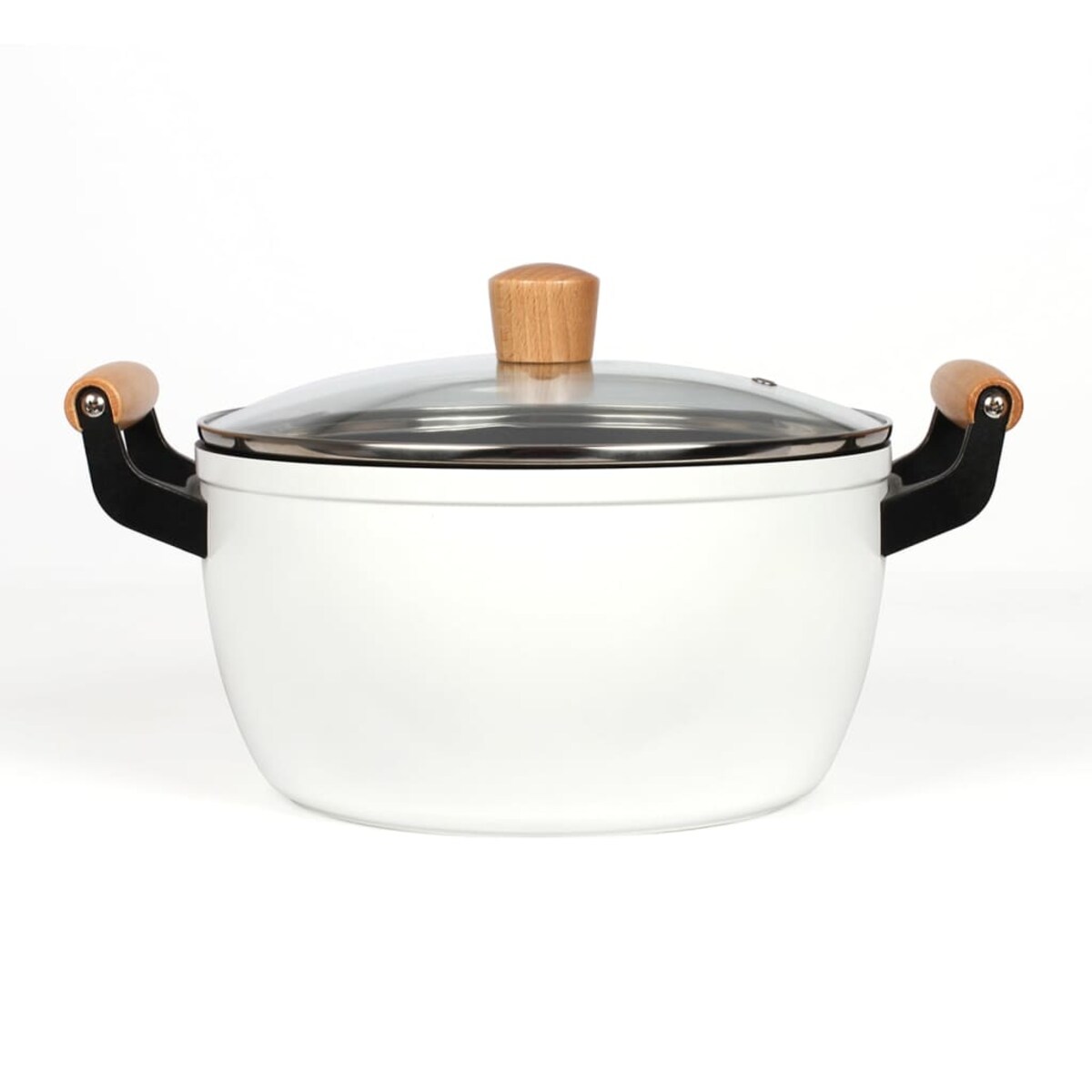 Livoo Garnek z drewnianymi uchwytami, 24 cm, 5 L, biały