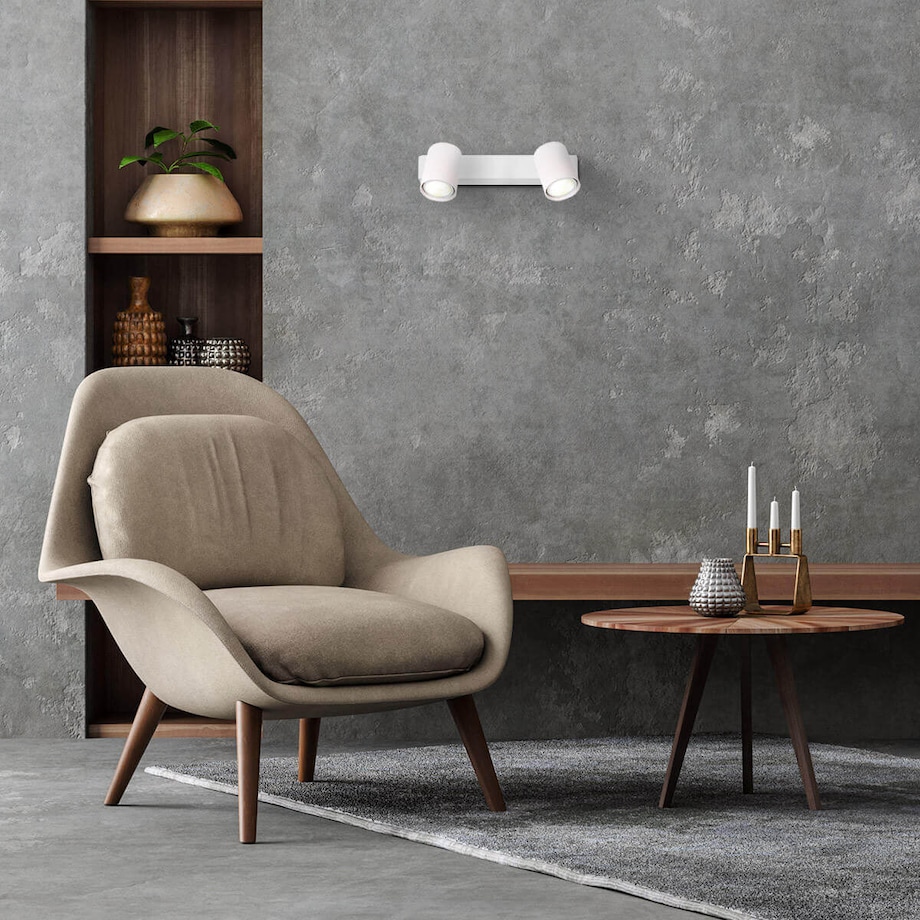 Sufitowa LAMPA regulowana SNOW LP-731/2W WH Light Prestige metalowa OPRAWA plafon reflektorki tuby natynkowe białe