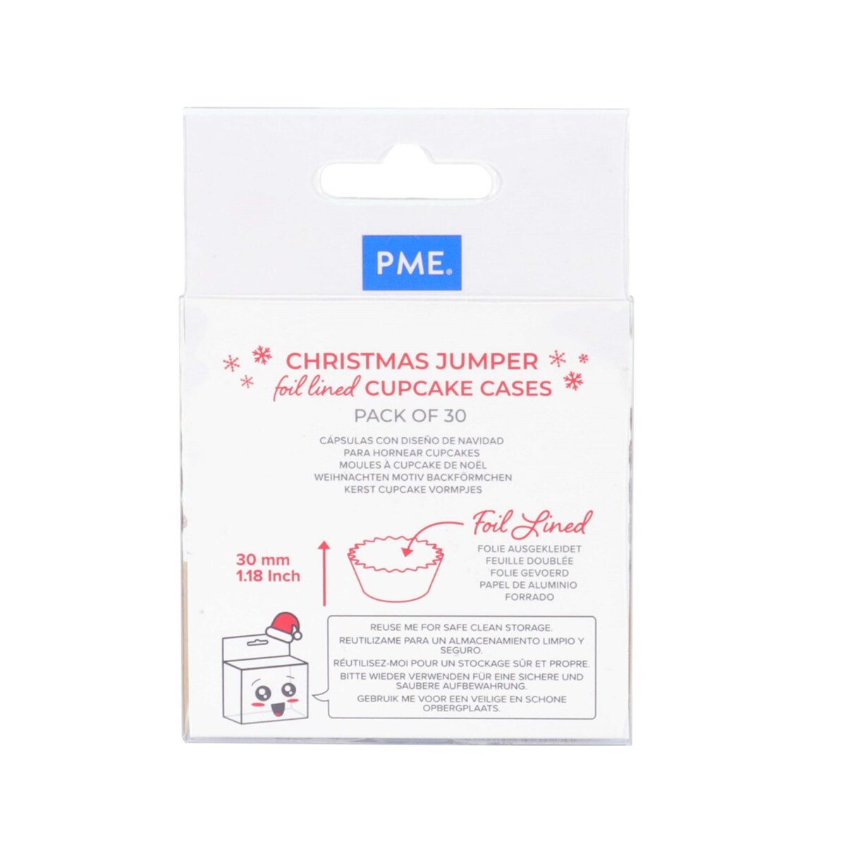 PME Papilotki na babeczki Motyw świąteczny (30 sztuk) czerwony