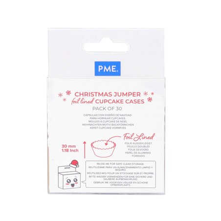 PME Papilotki na babeczki Motyw świąteczny (30 sztuk) czerwony