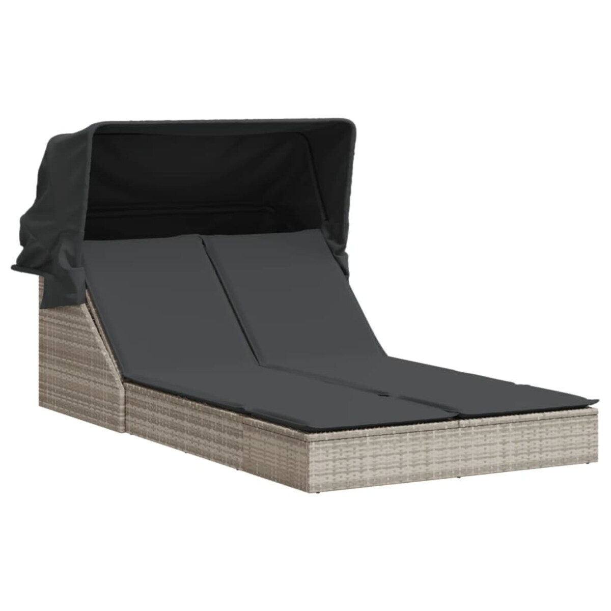 vidaXL Podwójna leżanka z zadaszeniem i poduszkami, jasnoszara