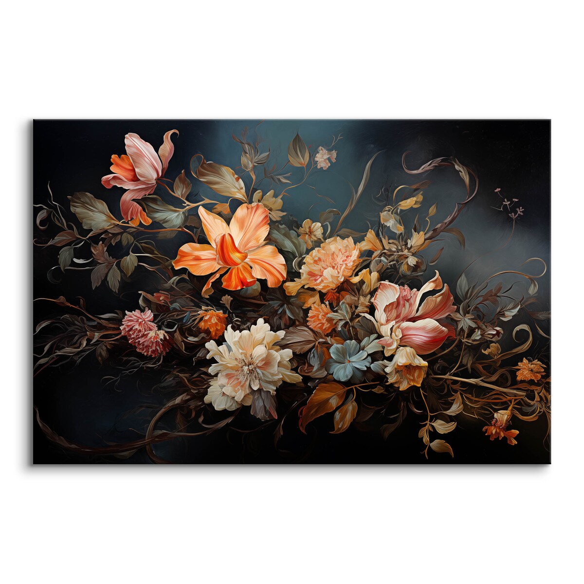 Obraz Ścienny Do Salonu Tropikalne Kwiaty Liście Natura Abstrakcja 120x80cm