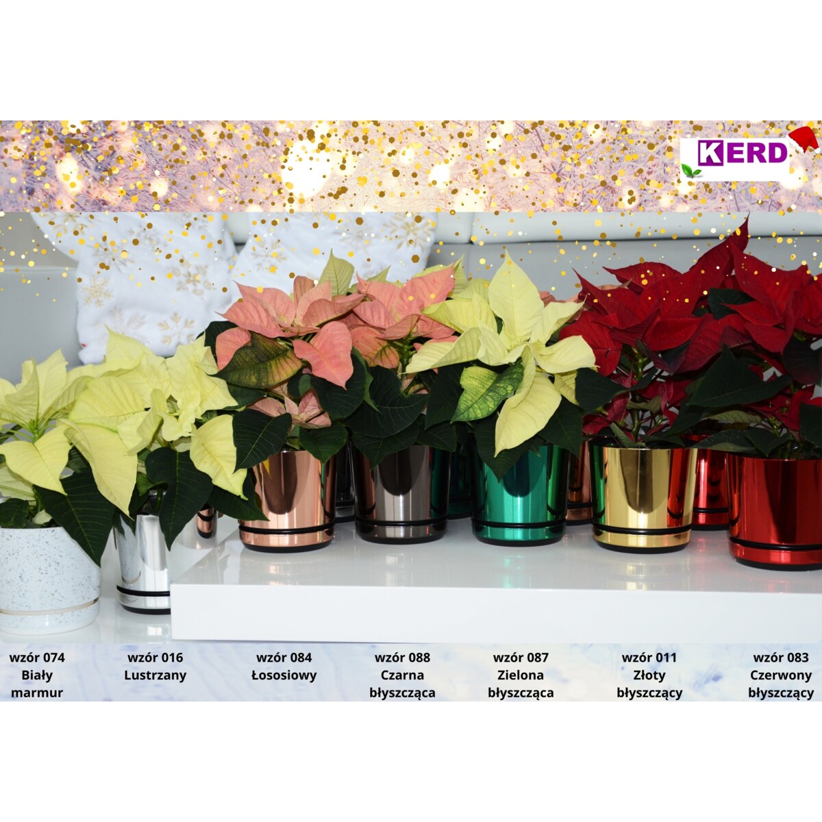 6 sztuk DEKOR KOLOROWY ZESTAW 12 cm doniczki z podstawką różne wzory nowoczesne eleganckie glamour wysoki połysk z drenażem