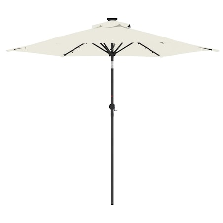 vidaXL Parasol ogrodowy z LED, stalowy słupek, biały, 225x225x212 cm