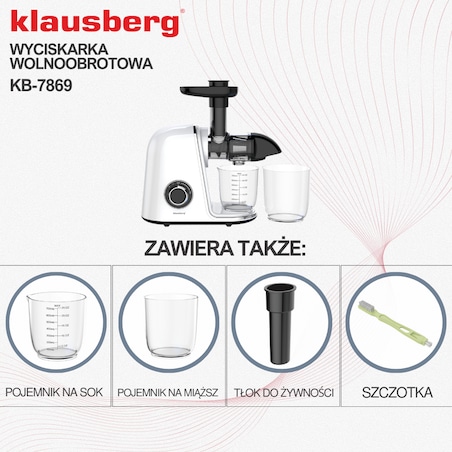 Sokowirówka wolnoobrotowa 150W do owoców i warzyw COLD PRESS KLAUSBERG KB-7869