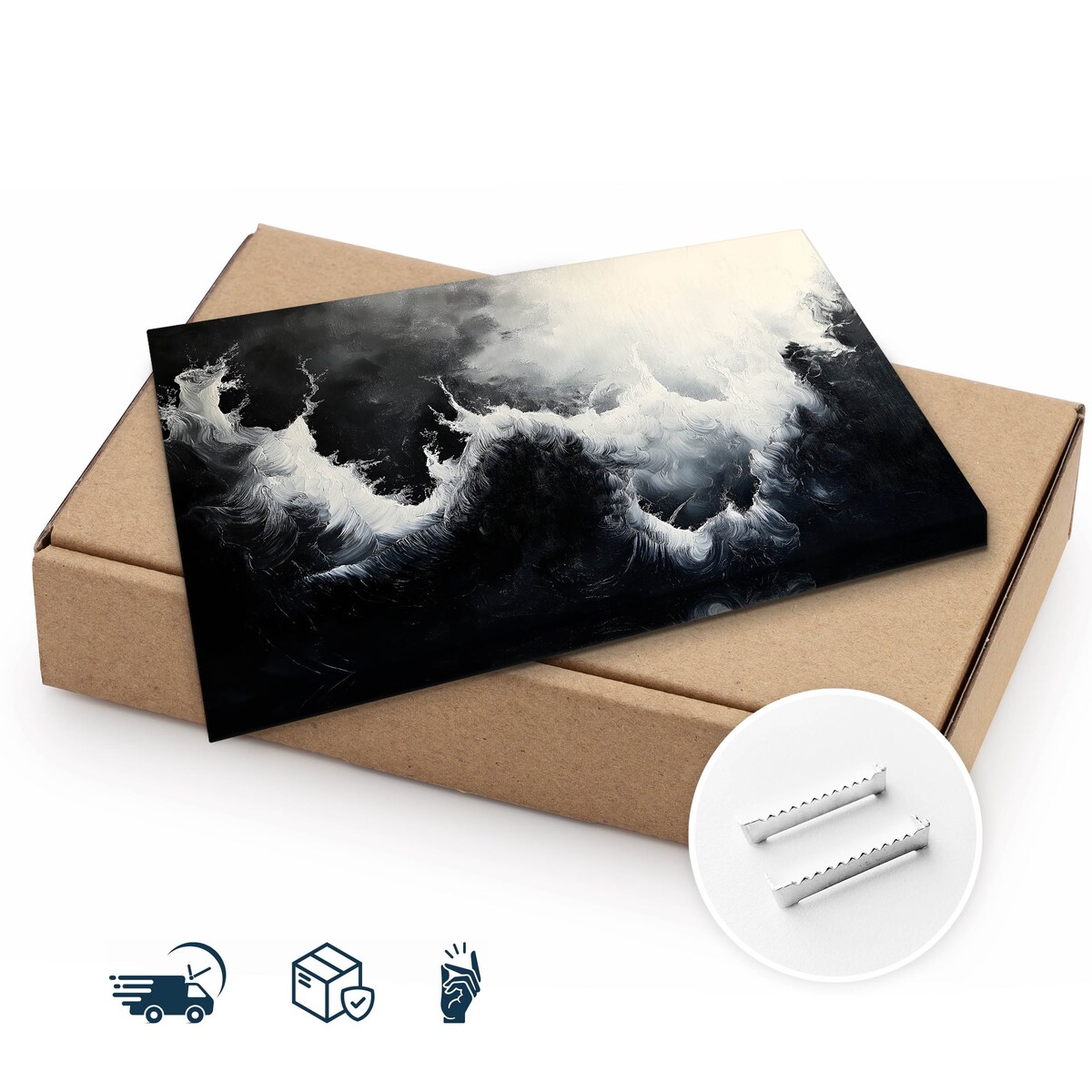 Obraz Canvas Do Salonu Czarno-Biała Abstrakcja Imitacja Farby 70x50cm