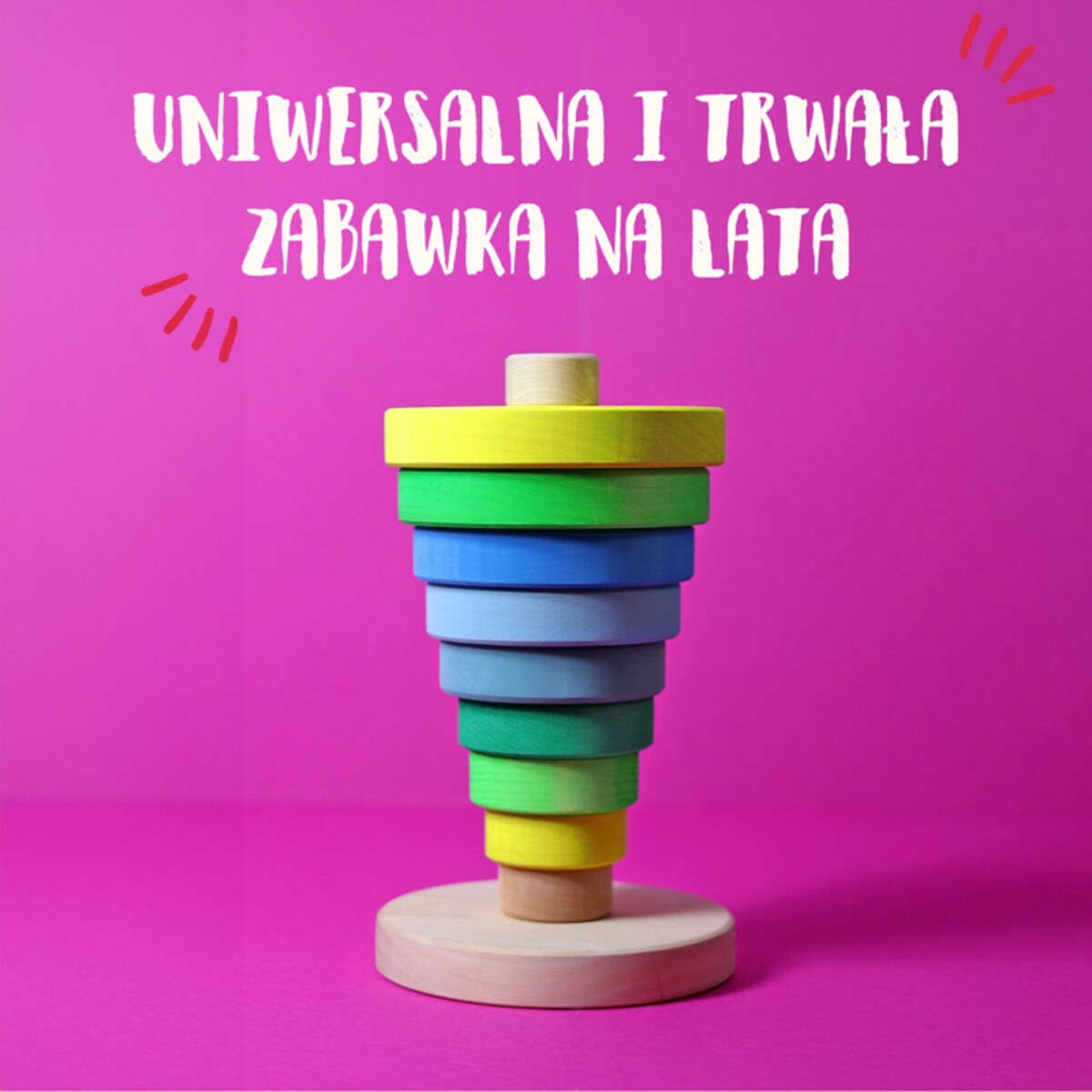 Wieża drewniana dla dzieci 10 krążków – klocki Grimm's Neon Green 1+