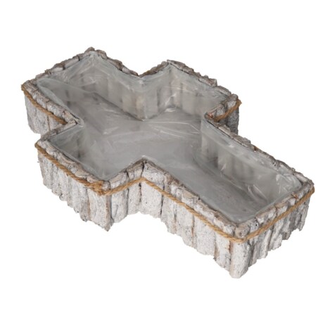 Doniczka Osłonka Drewniana Kora Krzyż Na Grób Ozodba