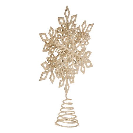 Czubek na choinkę, brokatowy płatek śniegu, metal, 20 cm