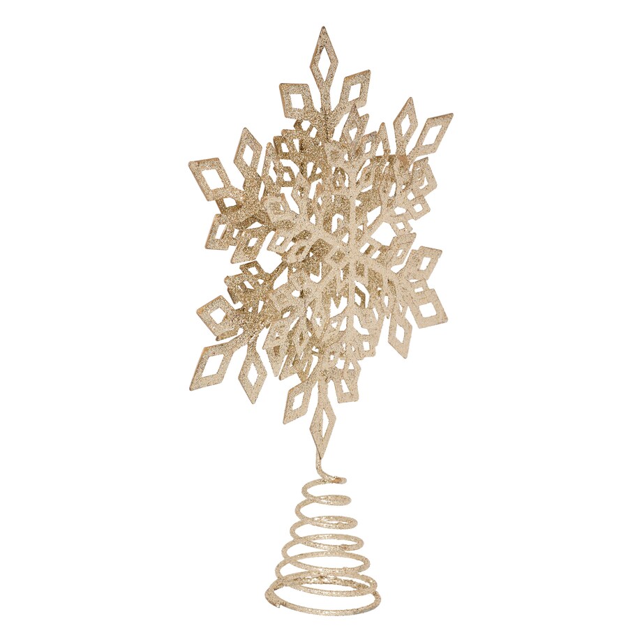 Czubek na choinkę, brokatowy płatek śniegu, metal, 20 cm