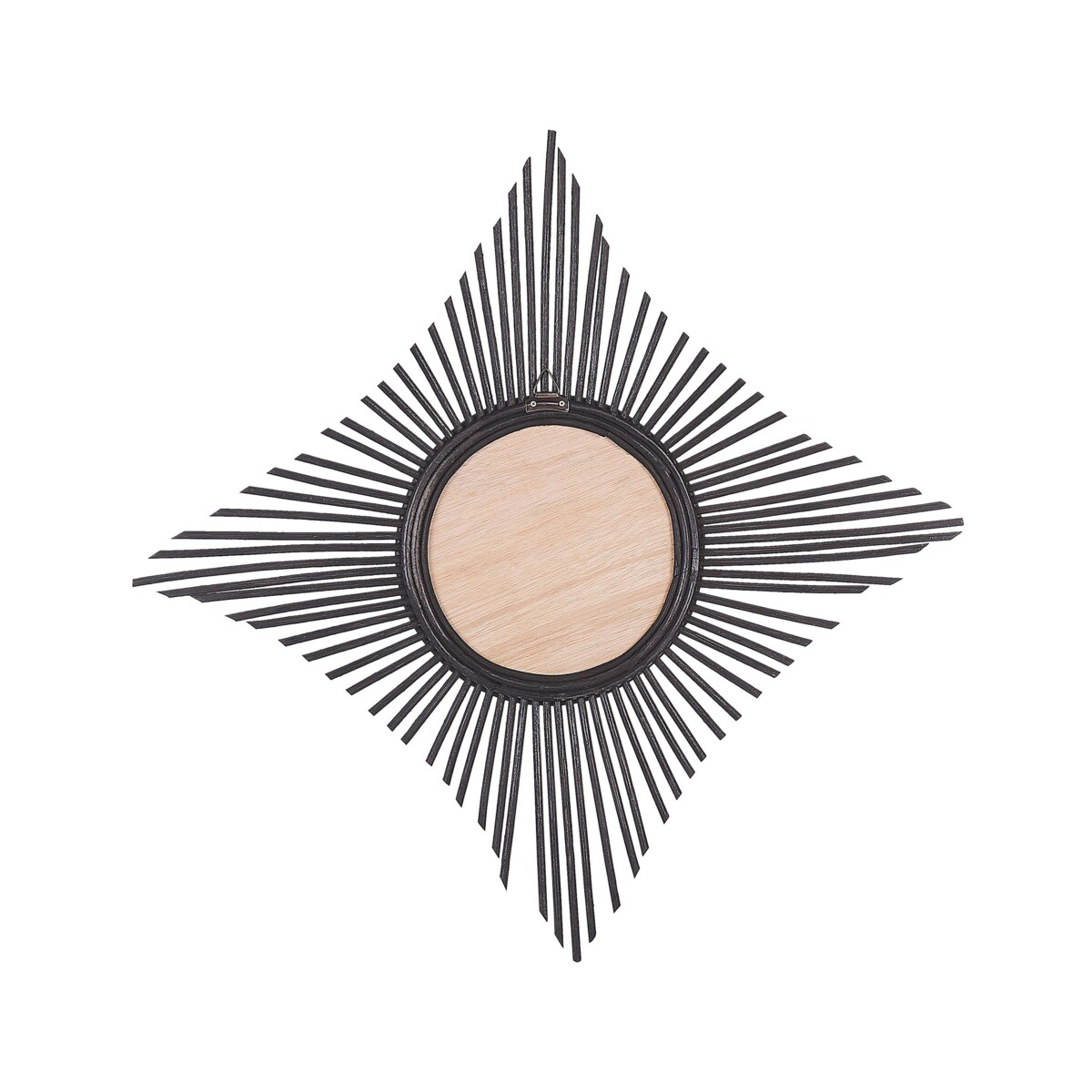 Rattanowe lustro ścienne 60 x 60 cm czarne MAJENE