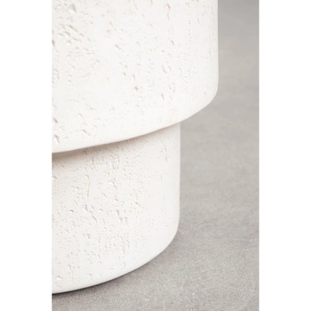 Okrągła szafka nocna, stolik boczny, Ø45 cm z cementu Selara, biały