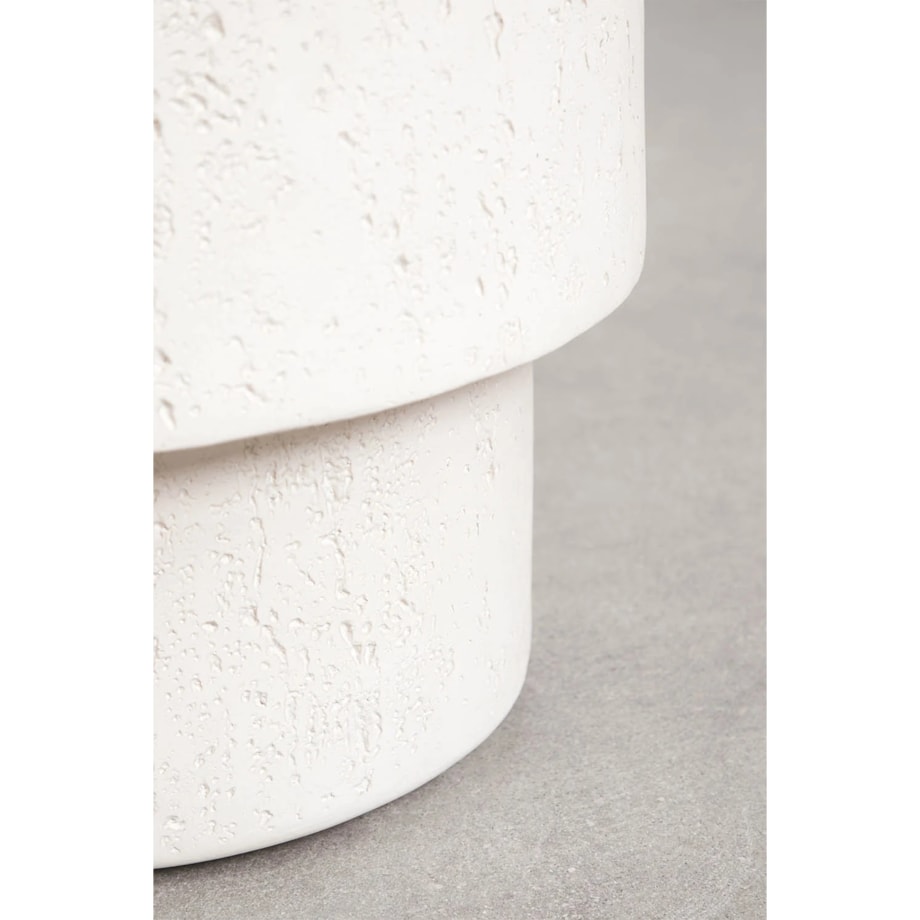 Okrągła szafka nocna, stolik boczny, Ø45 cm z cementu Selara, biały