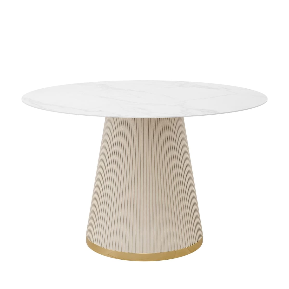 Stół ELVORIA z marmurowym blatem, biały marmur / beż