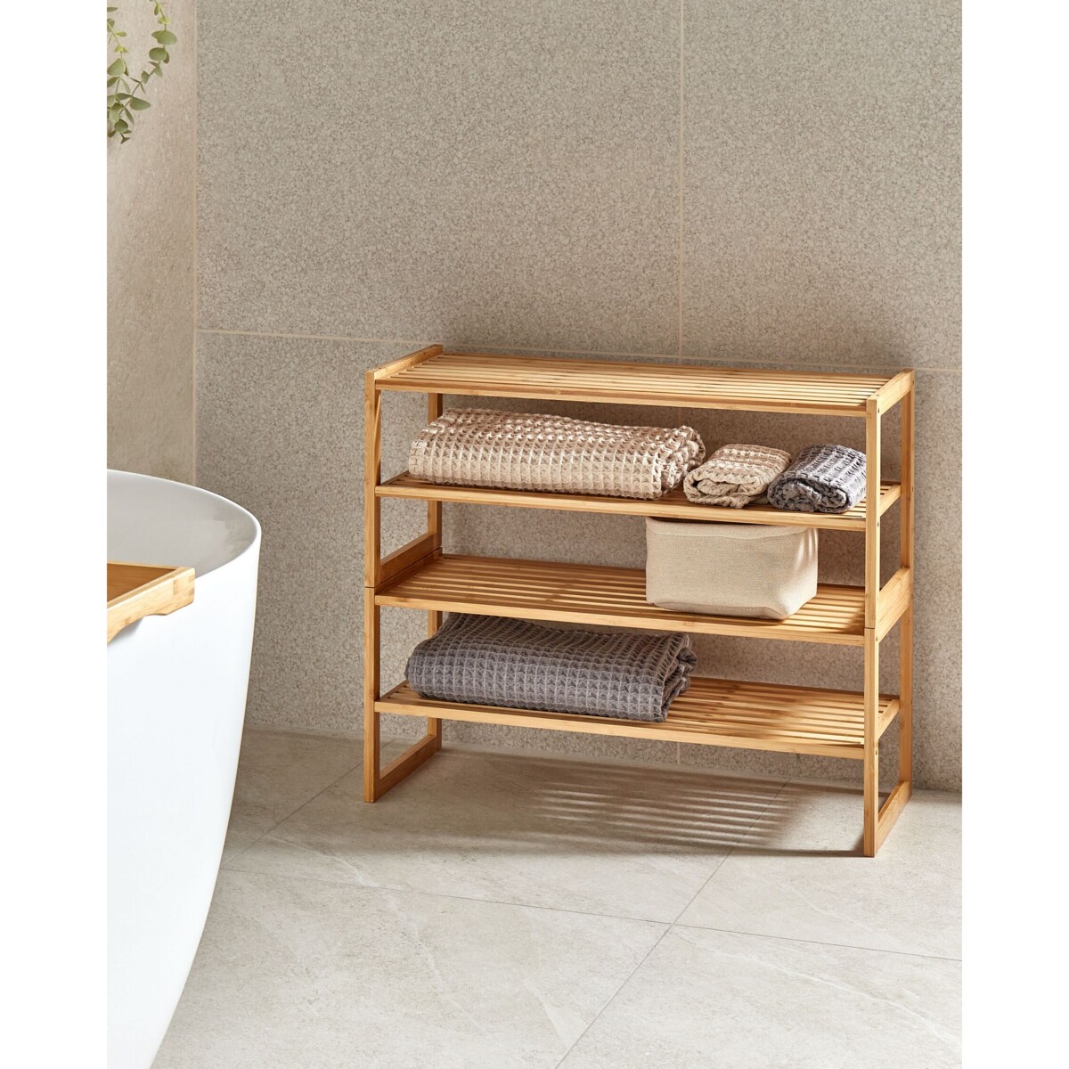 Regał łazienkowy bambusowy jasne drewno UVALDA
