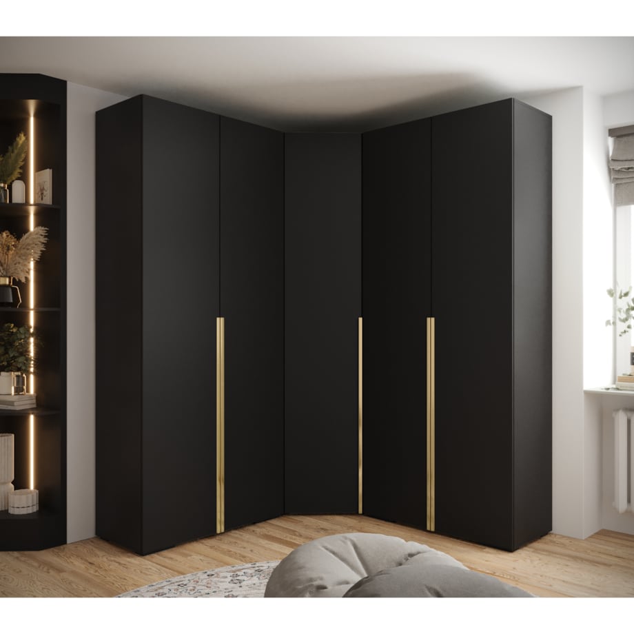Garderoba wysoka do przedpokoju INOVA 1 Z5 czarny+złoty
