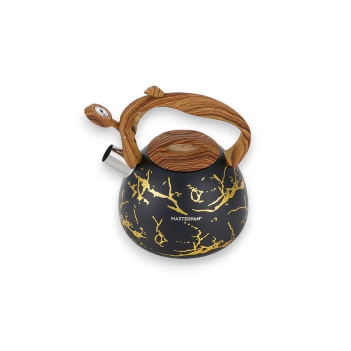 Czajnik Gazowy 2.8L Z Gwizdkiem Czarny Z Drewnianą Rączką Indukcja Gaz