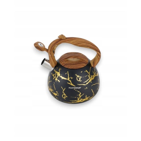 Czajnik Gazowy 2.8L Z Gwizdkiem Czarny Z Drewnianą Rączką Indukcja Gaz