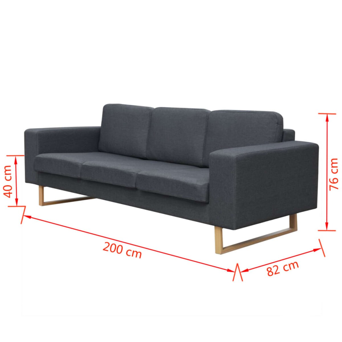 vidaXL Sofa 3-os. ciemnoszara