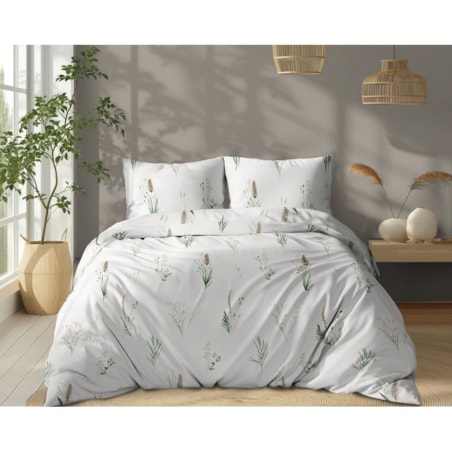 Pościel bawełniana 200x220 cm Kłosy na białym tle wiosna
