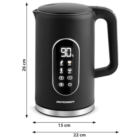Czajnik elektryczny Berdsen 1,7l panel dotykowy regulacja temperatury 2200W czarno-srebrny