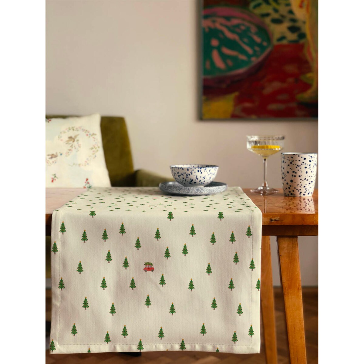Bieżnik świąteczny - Minimalistyczny las - 40x180