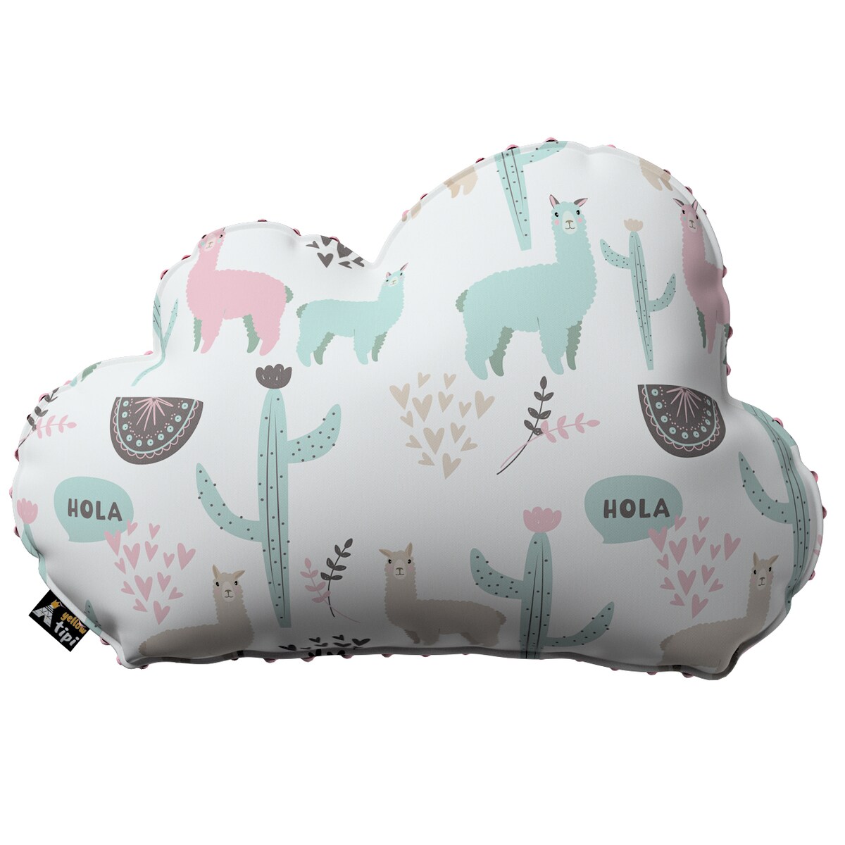 Poduszka Soft Cloud z minky, pastelowe lamy na jasnoszarym tle, 55x15x35cm, Magic Collection