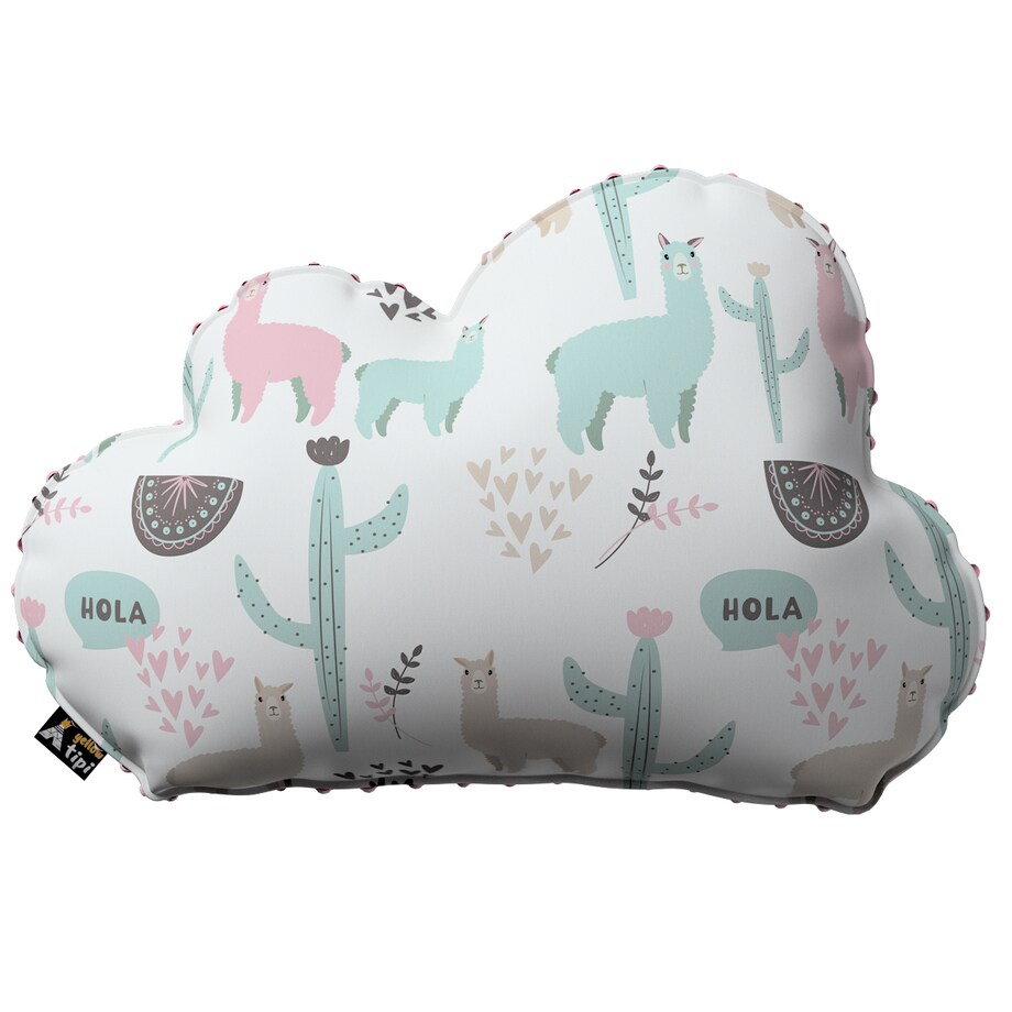 Poduszka Soft Cloud z minky, pastelowe lamy na jasnoszarym tle, 55x15x35cm, Magic Collection