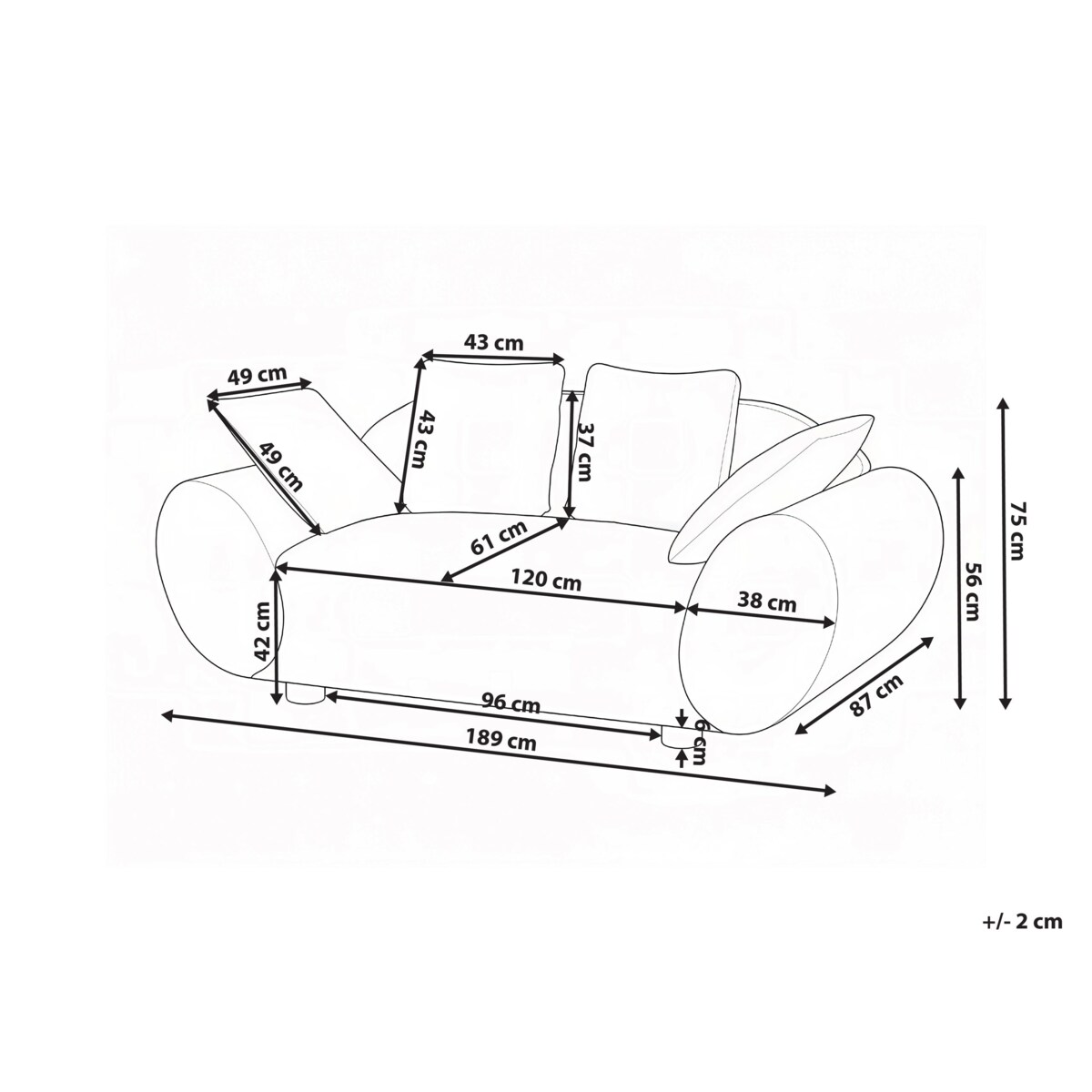 Sofa dla 2 osób RINGEL Jasnobeżowy