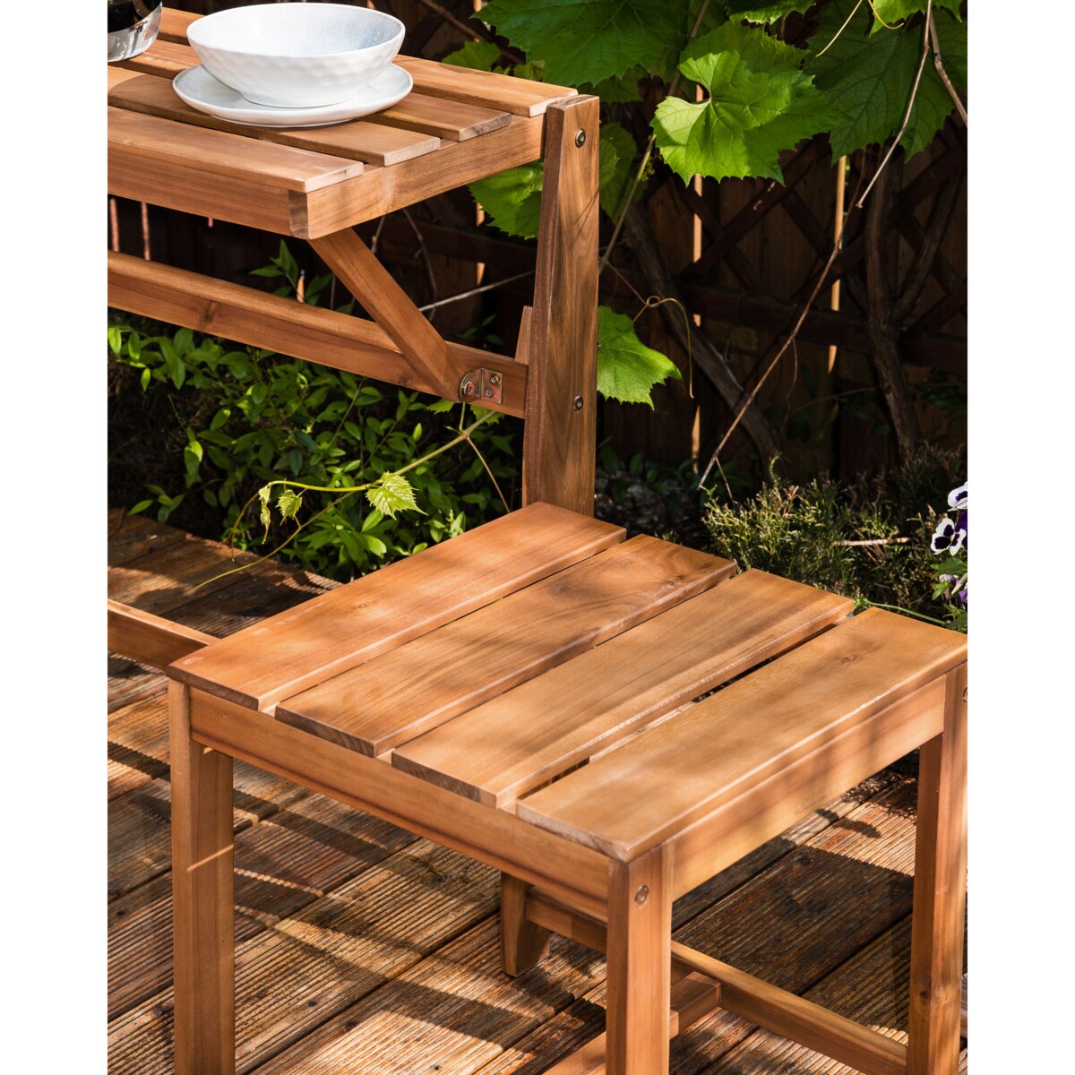 Ławko-stół TUENNO Drewno akacjowe Brązowy