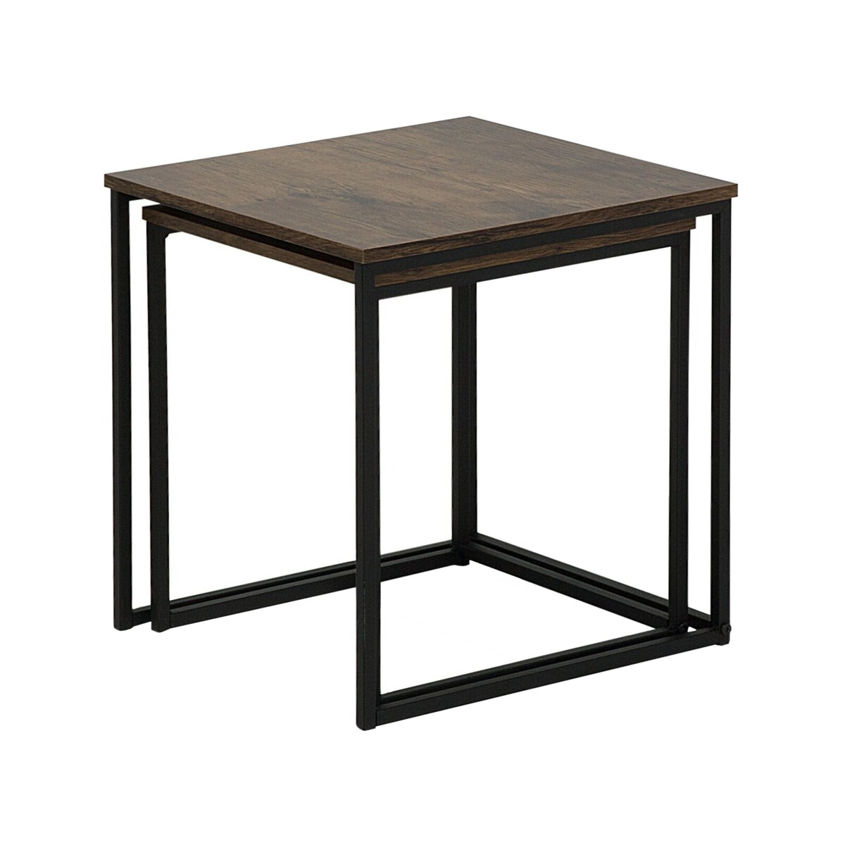 Zestaw 2 stolików ciemne drewno DENNY