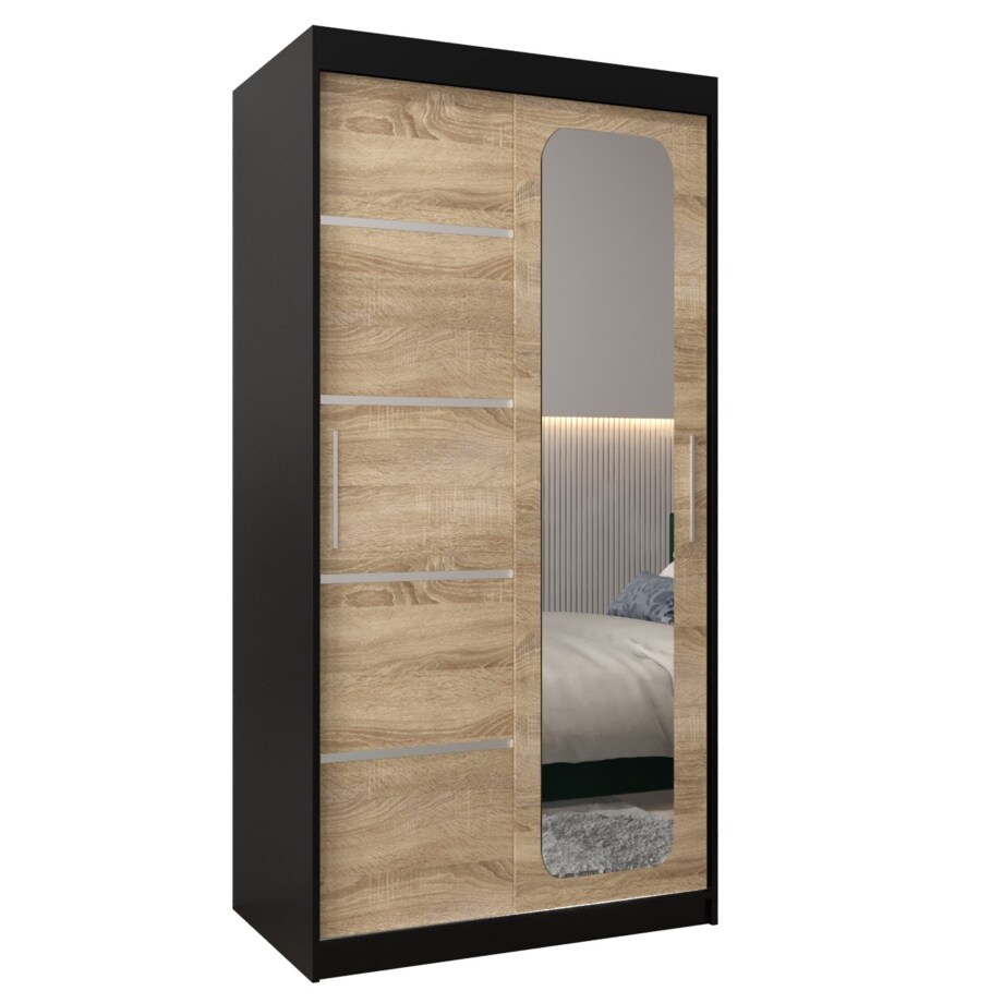 Szafa przesuwna Garderoba PROMO V2 100 czarny/sonoma