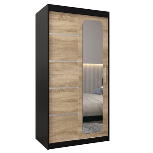 Szafa przesuwna Garderoba PROMO V2 100 czarny/sonoma