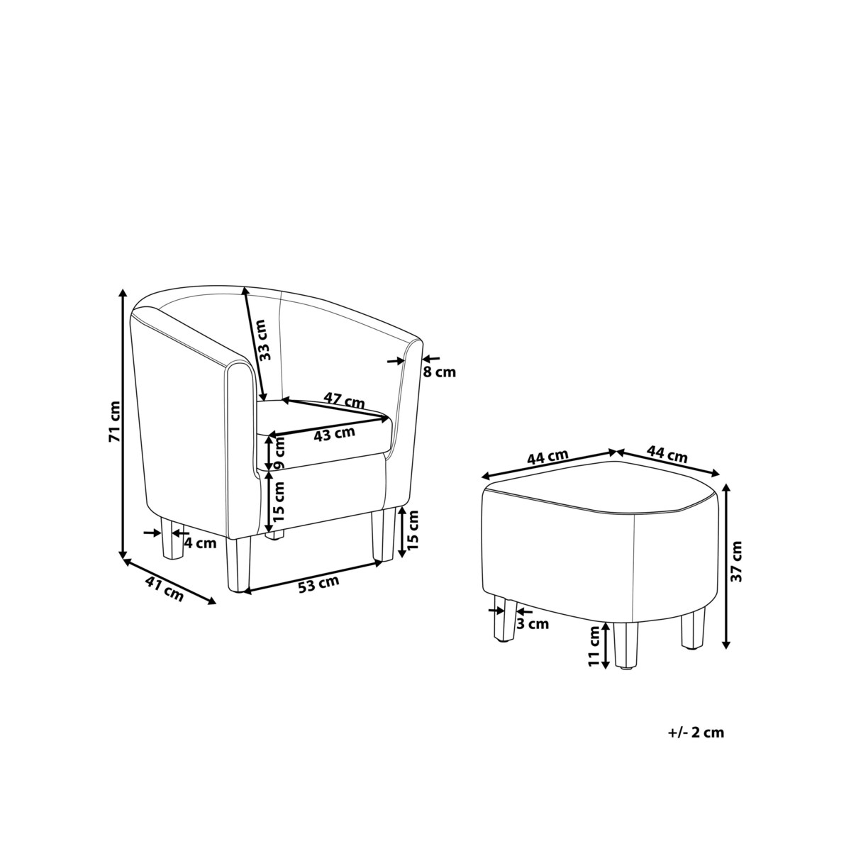 Fotel z podnóżkiem szary HOLDEN