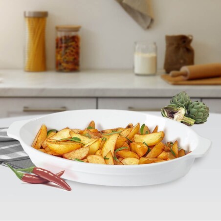 Owalna brytfanna do pieczenia zapiekania do piekarnika biała 45.5cm MAESTRO MR-11742-42