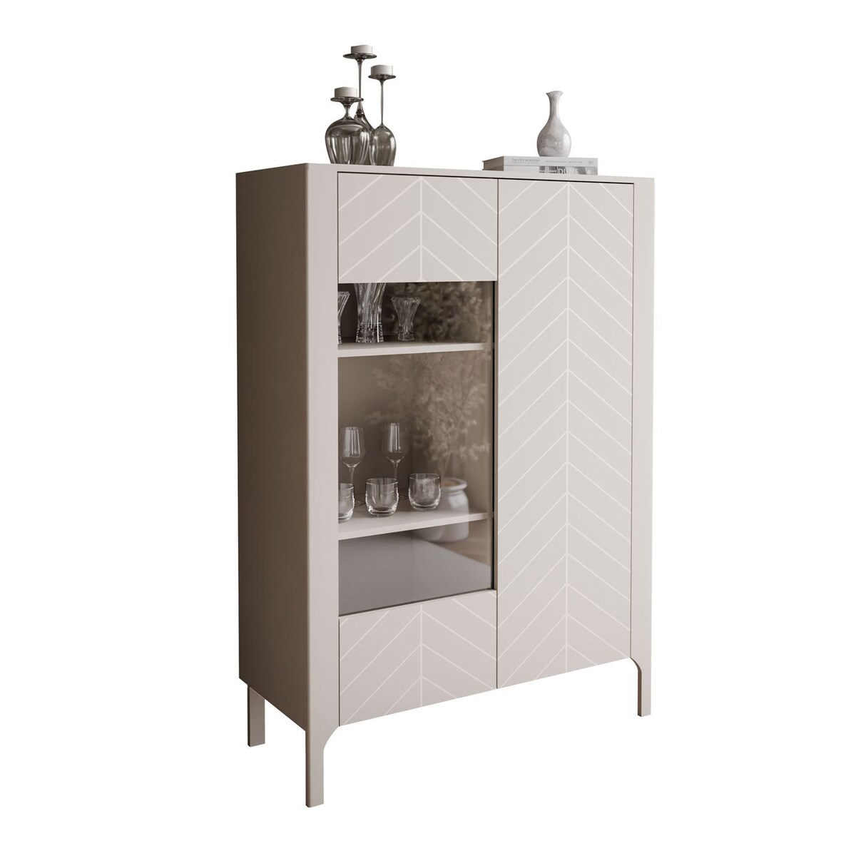 Dwudrzwiowa przeszklona witryna LUMI, kaszmir