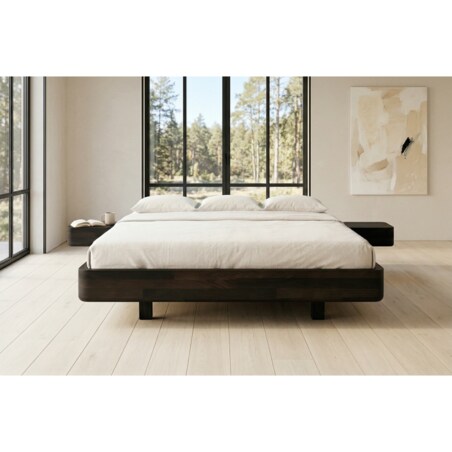 Łóżko lewitujące drewniane bukowe Visby LENA FLAT z szafkami / 160x200 cm, kolor palisander